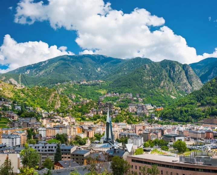 A panoramic city view of Caldea on a sunny day.