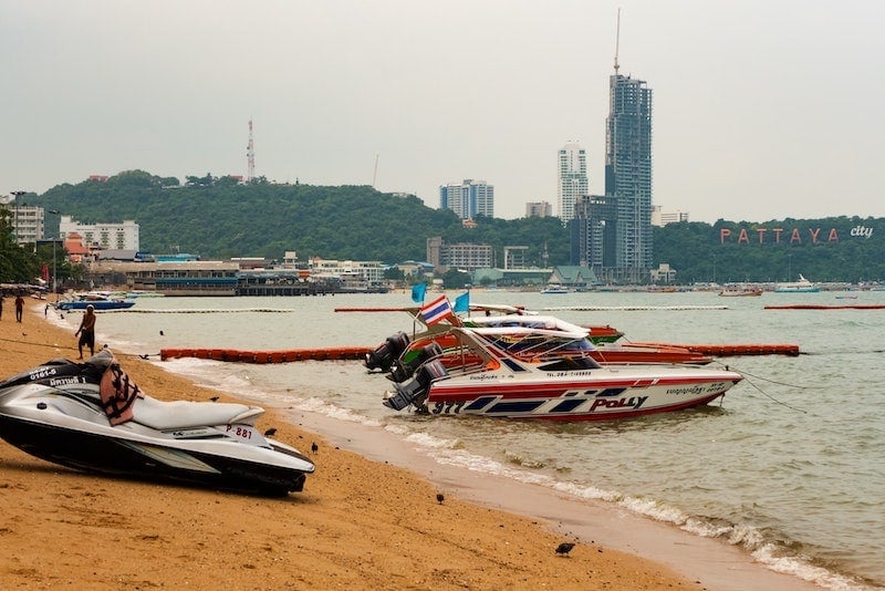 visiting a Pattaya beach during a solo trip to Asia