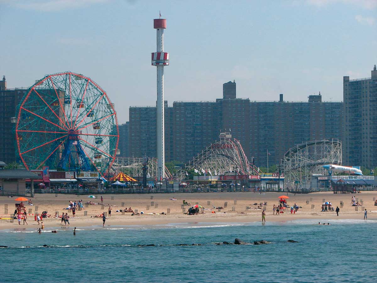 Coney Island offers beautiful waterfront views from its sandy beach